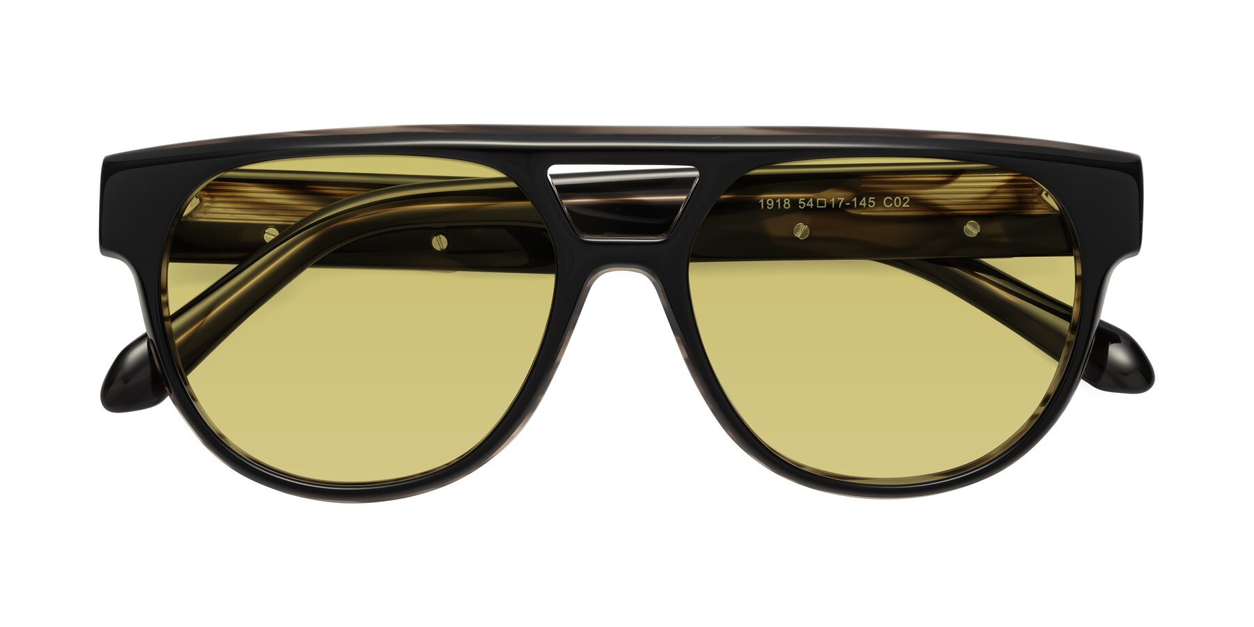 Folded Front of Lyon in Black-Brown with Medium Champagne Tinted Lenses