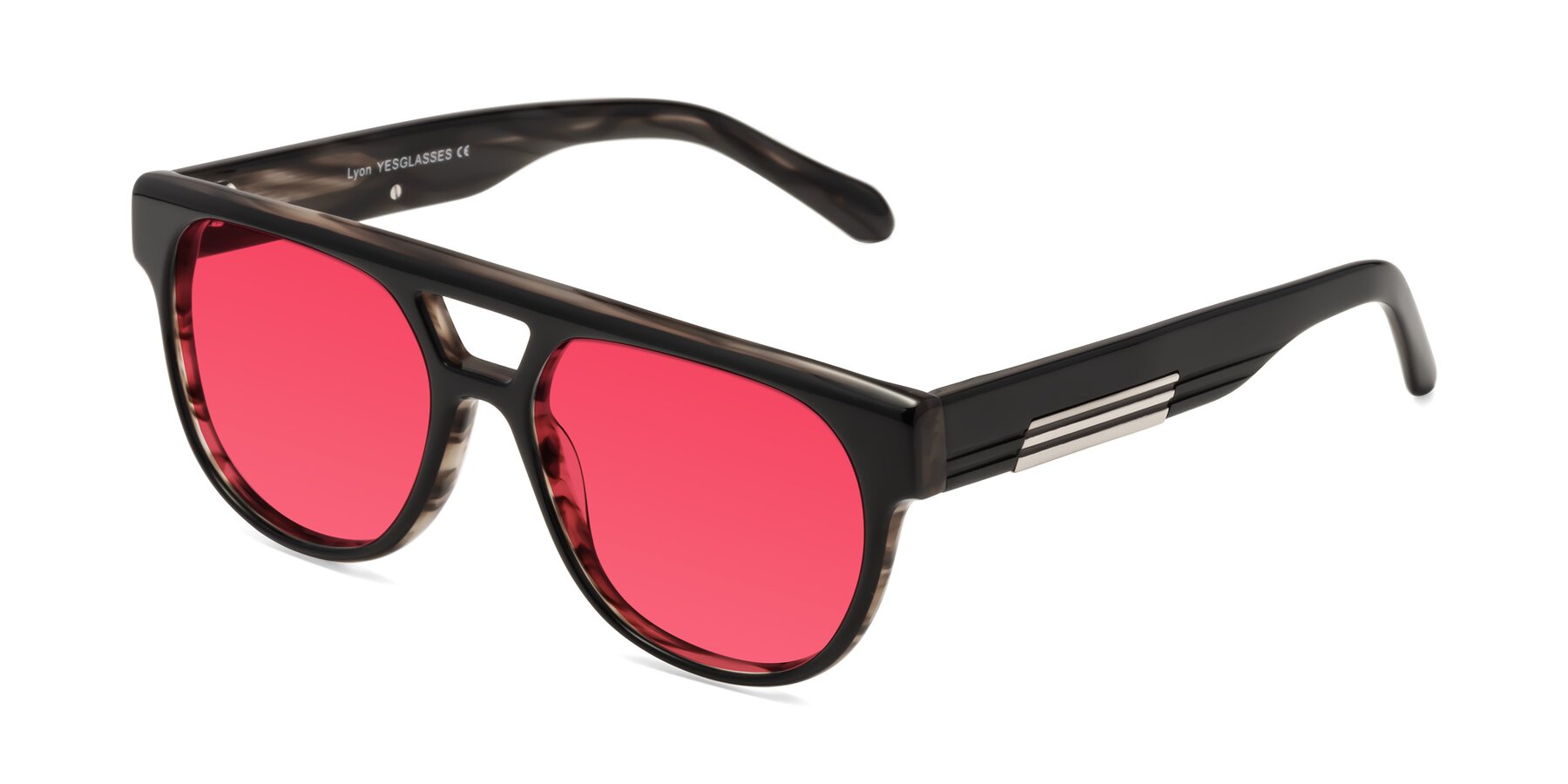 Angle of Lyon in Black-Brown with Red Tinted Lenses