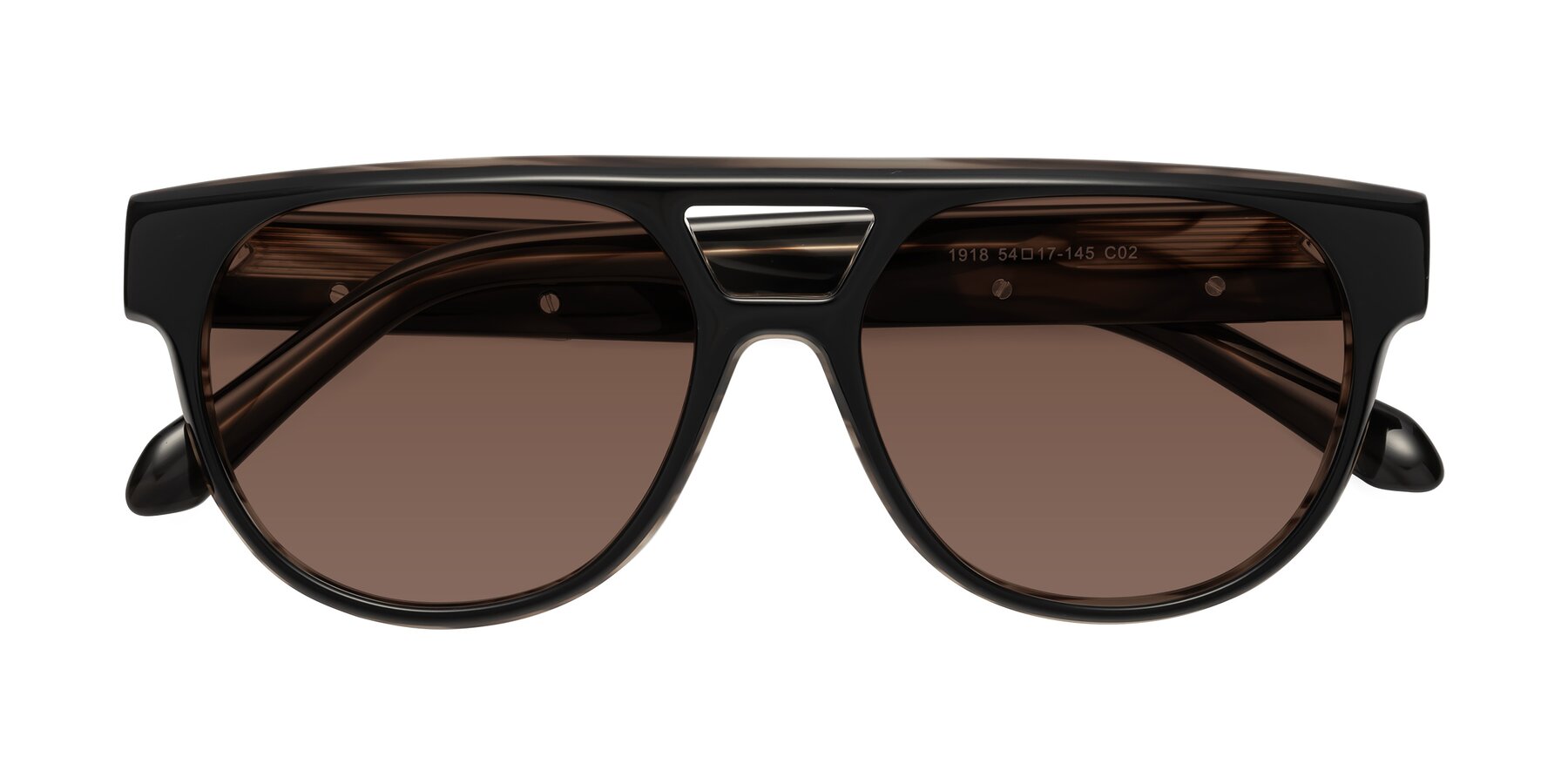 Folded Front of Lyon in Black-Brown with Brown Tinted Lenses