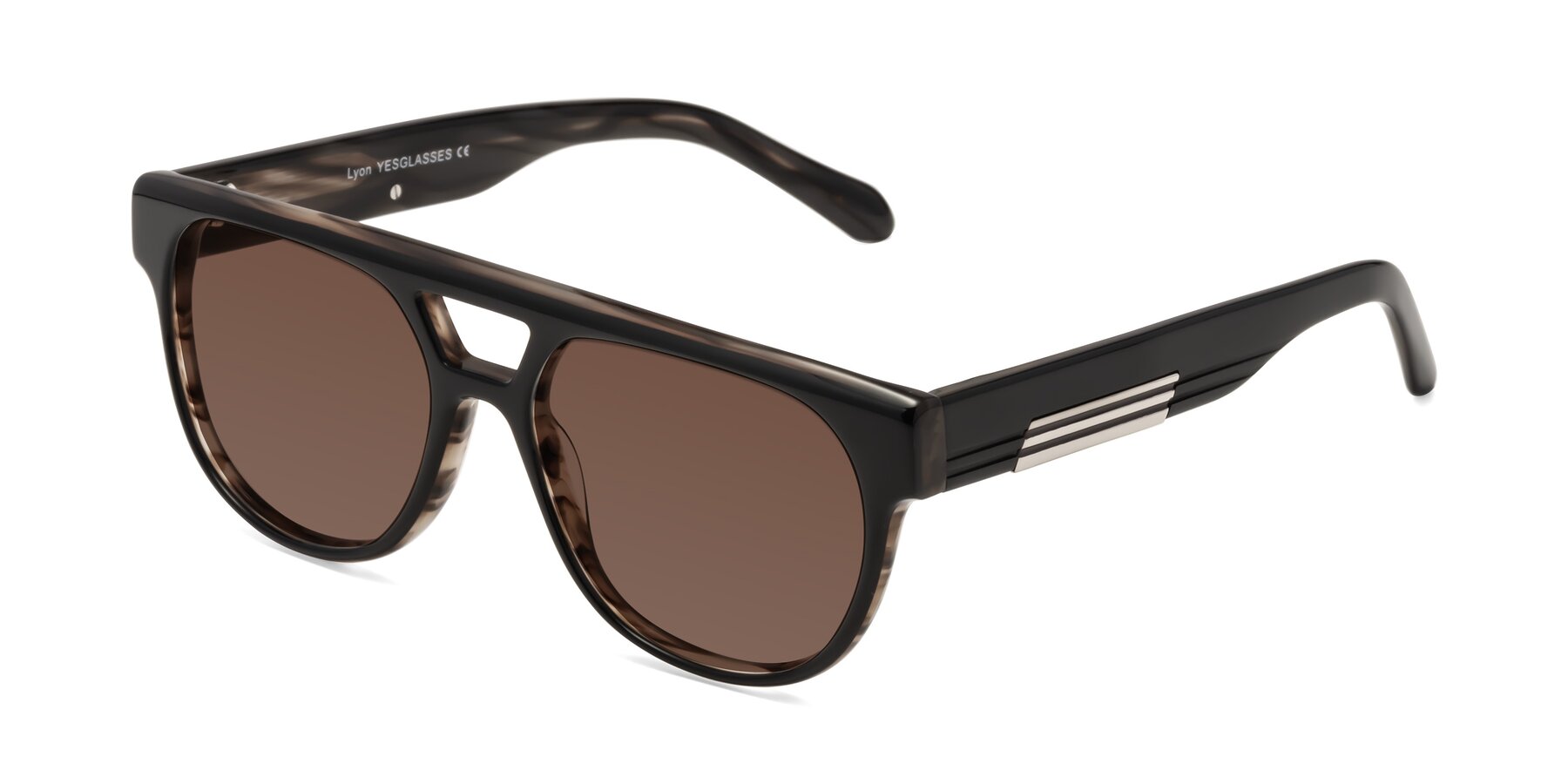 Angle of Lyon in Black-Brown with Brown Tinted Lenses