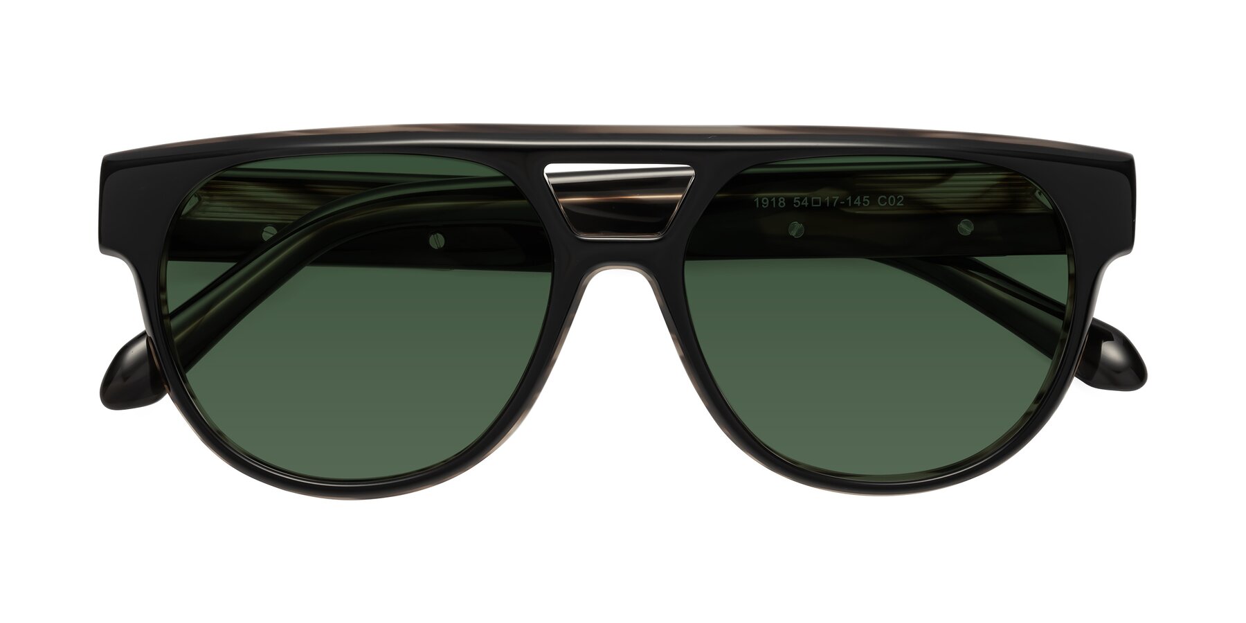 Folded Front of Lyon in Black-Brown with Green Tinted Lenses