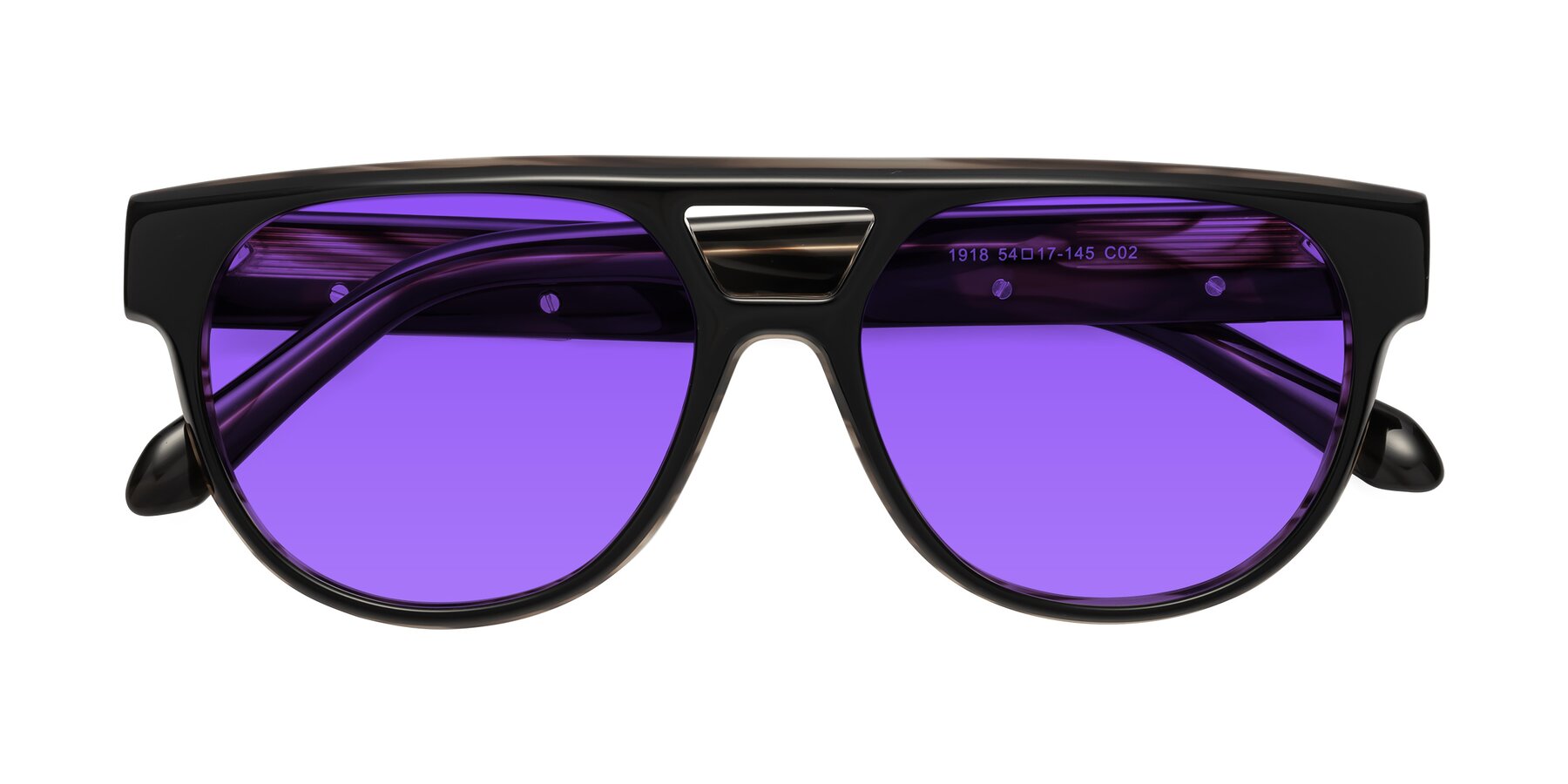 Folded Front of Lyon in Black-Brown with Purple Tinted Lenses