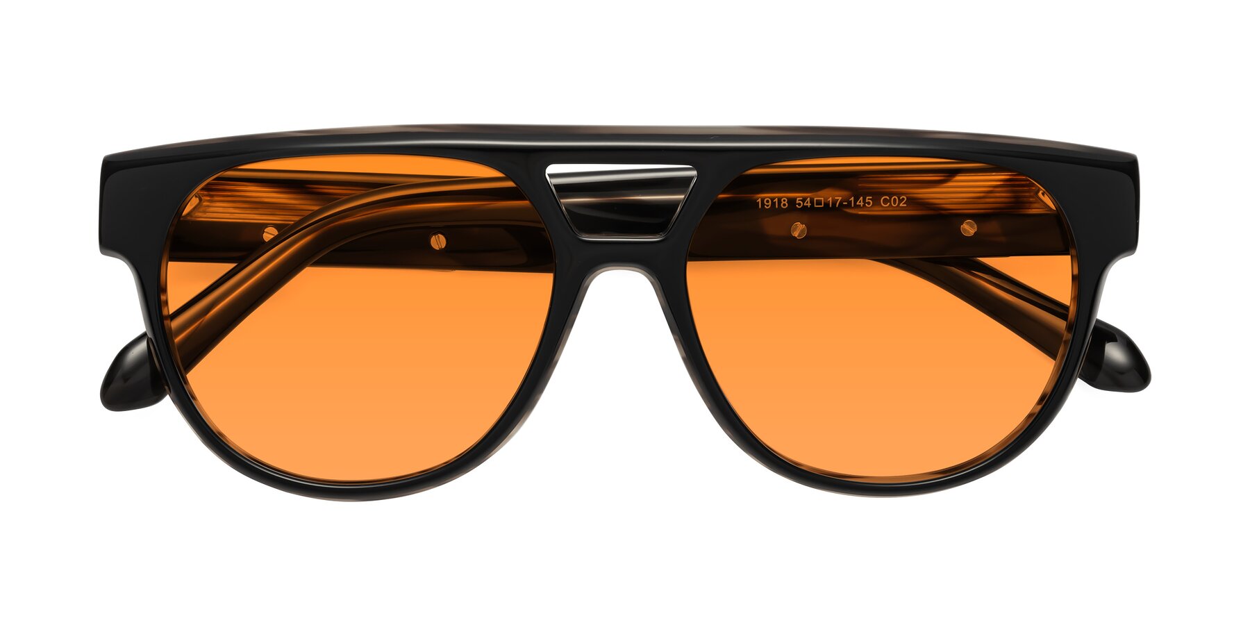 Folded Front of Lyon in Black-Brown with Orange Tinted Lenses