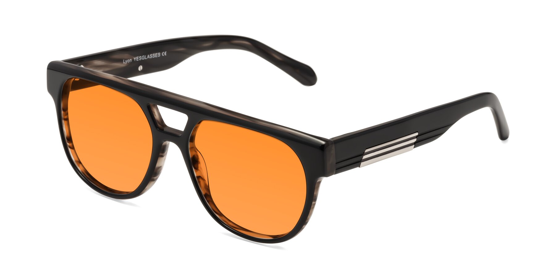 Angle of Lyon in Black-Brown with Orange Tinted Lenses