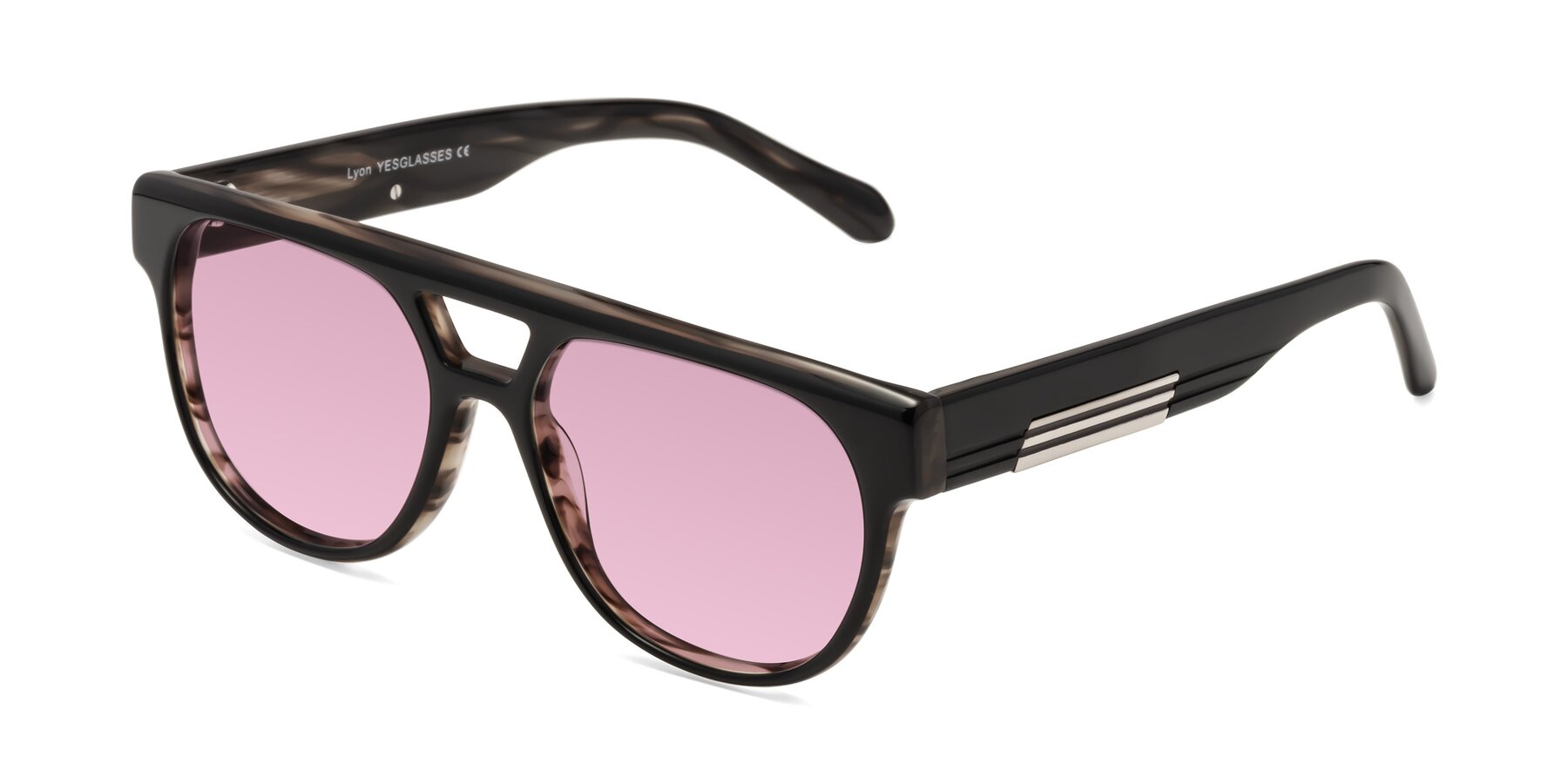 Angle of Lyon in Black-Brown with Light Wine Tinted Lenses