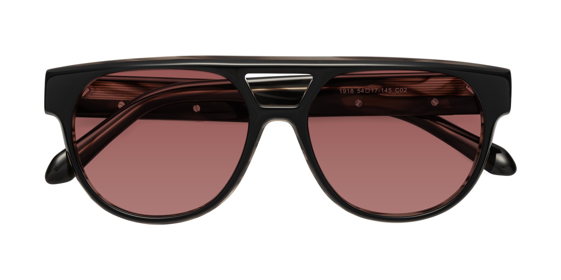 Folded Front of Lyon in Black-Brown with Garnet Tinted Lenses