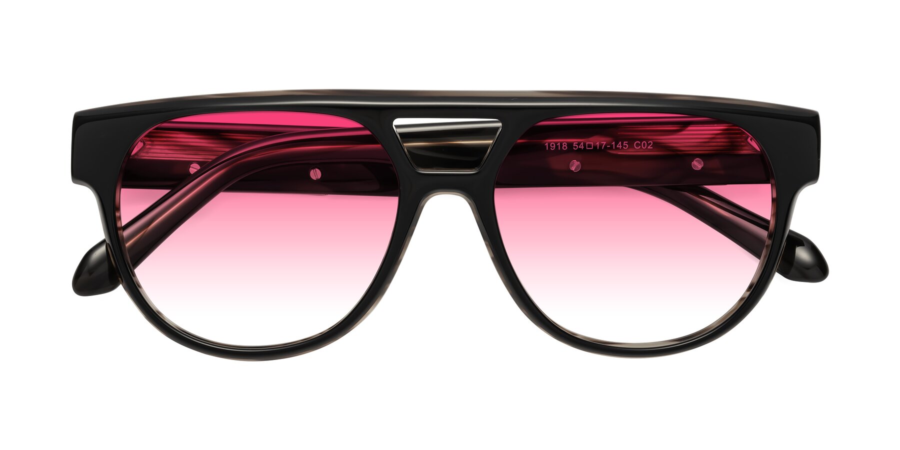 Folded Front of Lyon in Black-Brown with Pink Gradient Lenses
