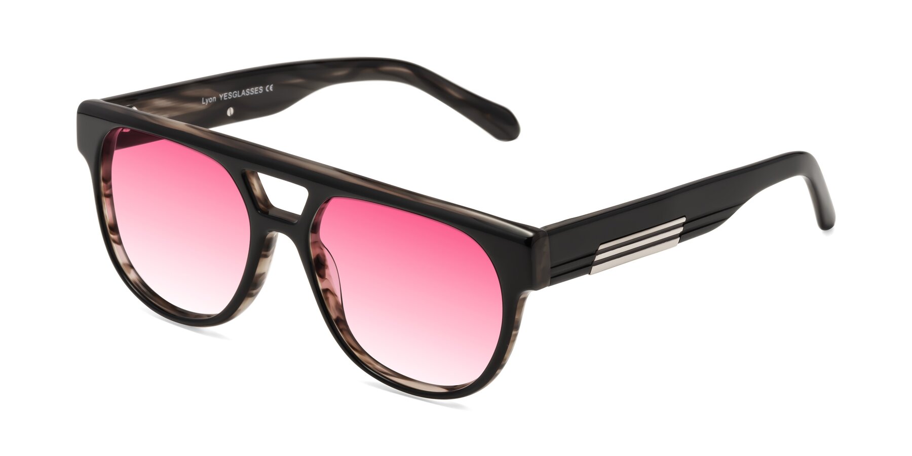 Angle of Lyon in Black-Brown with Pink Gradient Lenses