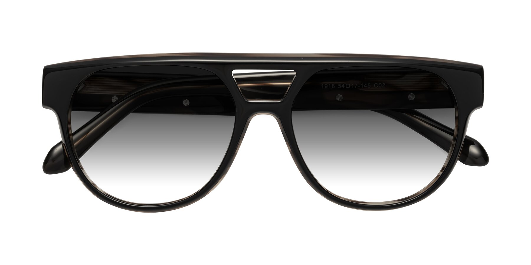 Folded Front of Lyon in Black-Brown with Gray Gradient Lenses
