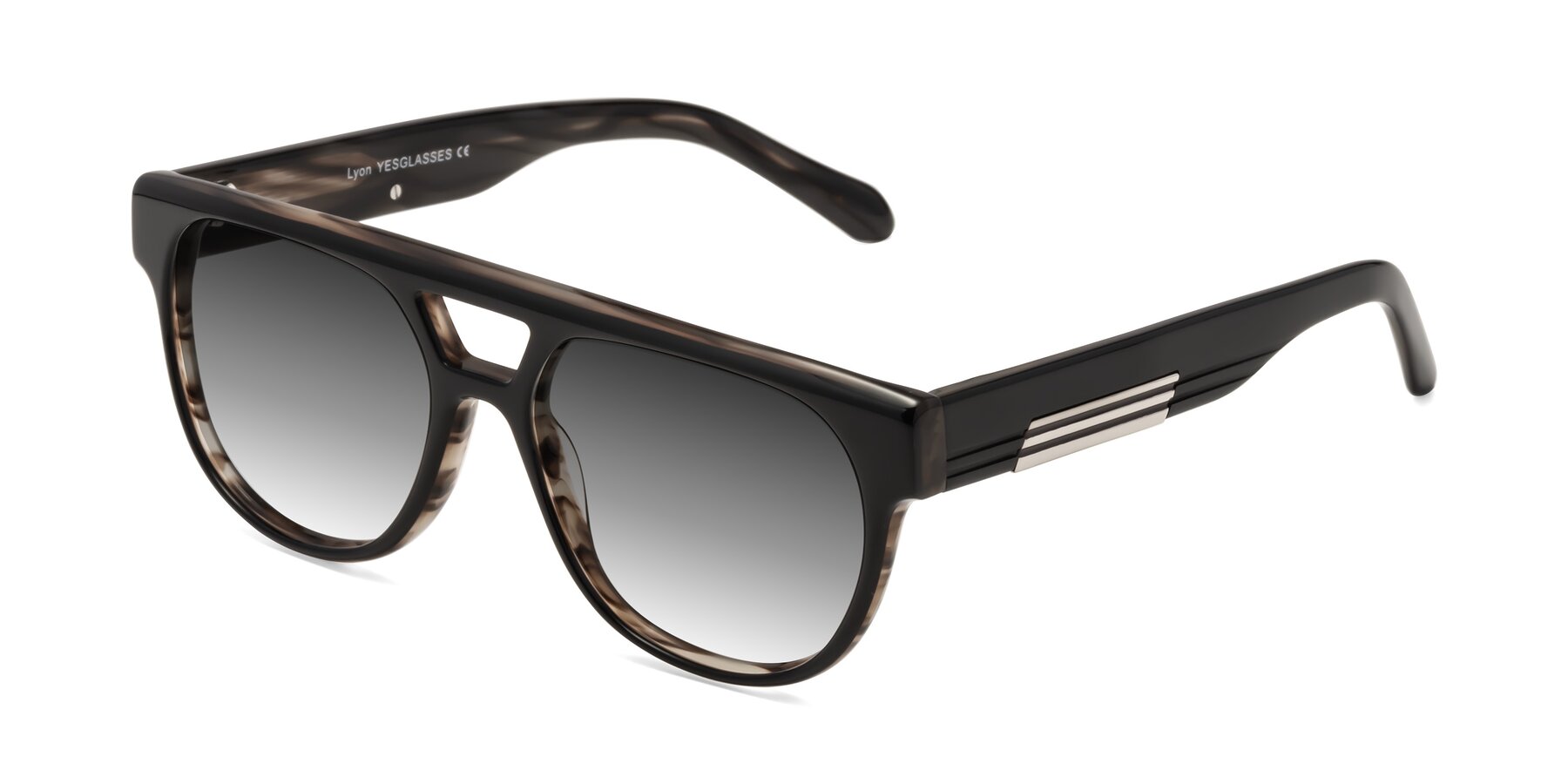 Angle of Lyon in Black-Brown with Gray Gradient Lenses