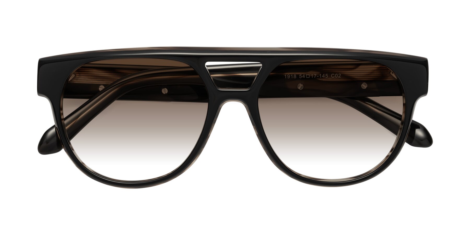 Folded Front of Lyon in Black-Brown with Brown Gradient Lenses