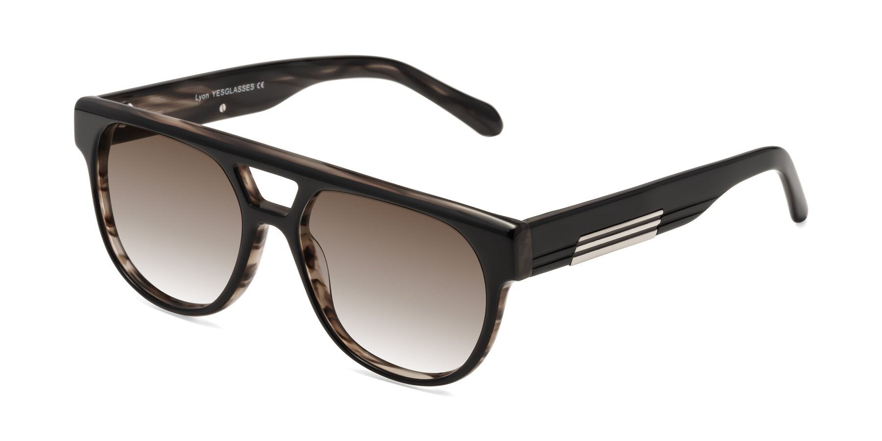 Angle of Lyon in Black-Brown with Brown Gradient Lenses