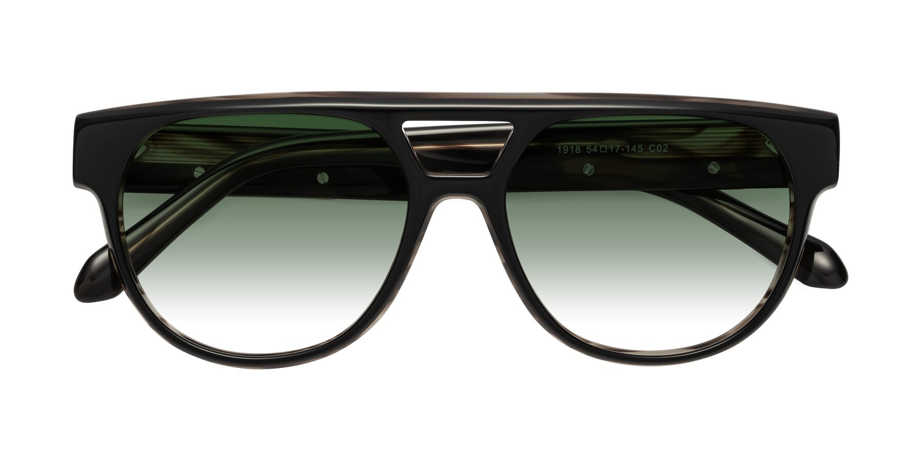 Folded Front of Lyon in Black-Brown with Green Gradient Lenses