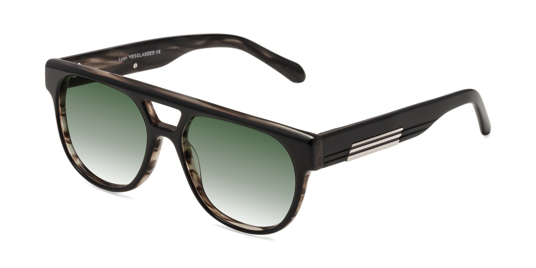 Angle of Lyon in Black-Brown with Green Gradient Lenses