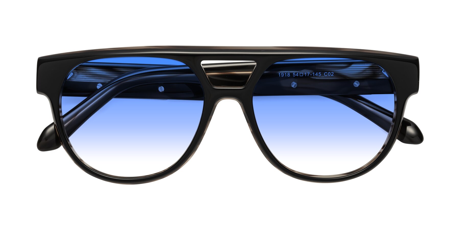 Folded Front of Lyon in Black-Brown with Blue Gradient Lenses