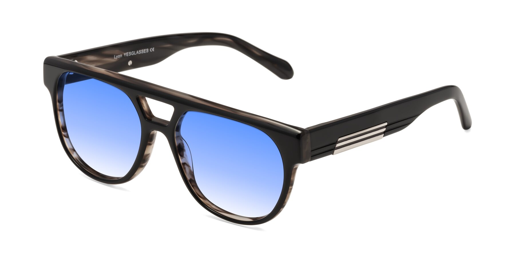 Angle of Lyon in Black-Brown with Blue Gradient Lenses
