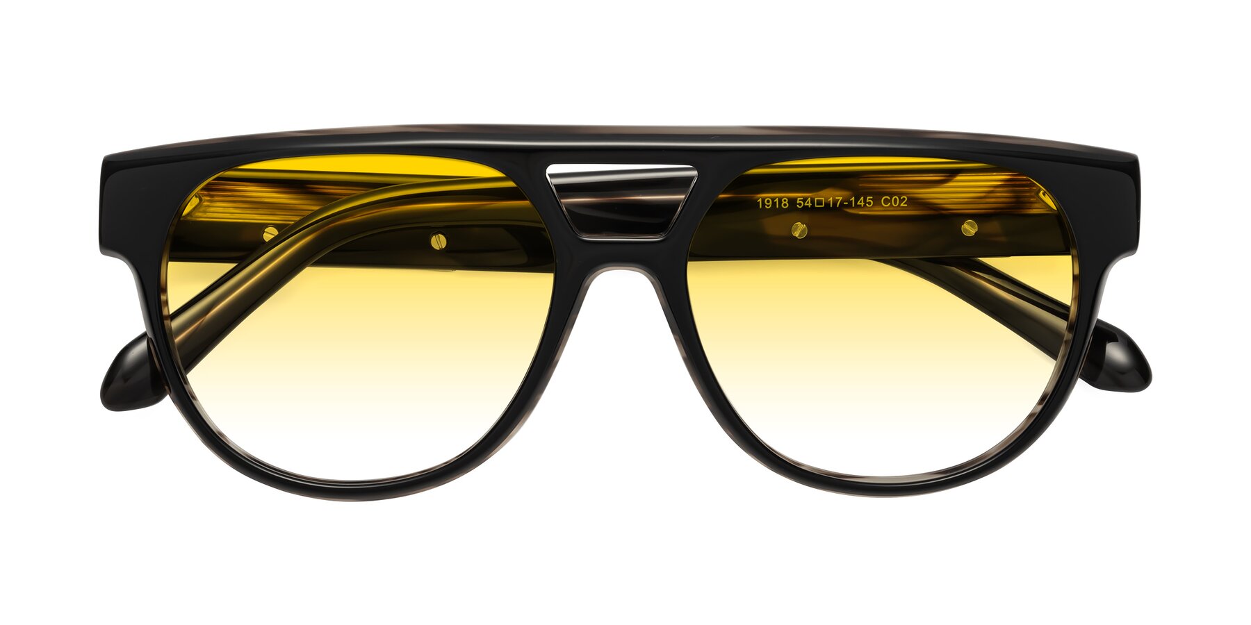 Folded Front of Lyon in Black-Brown with Yellow Gradient Lenses