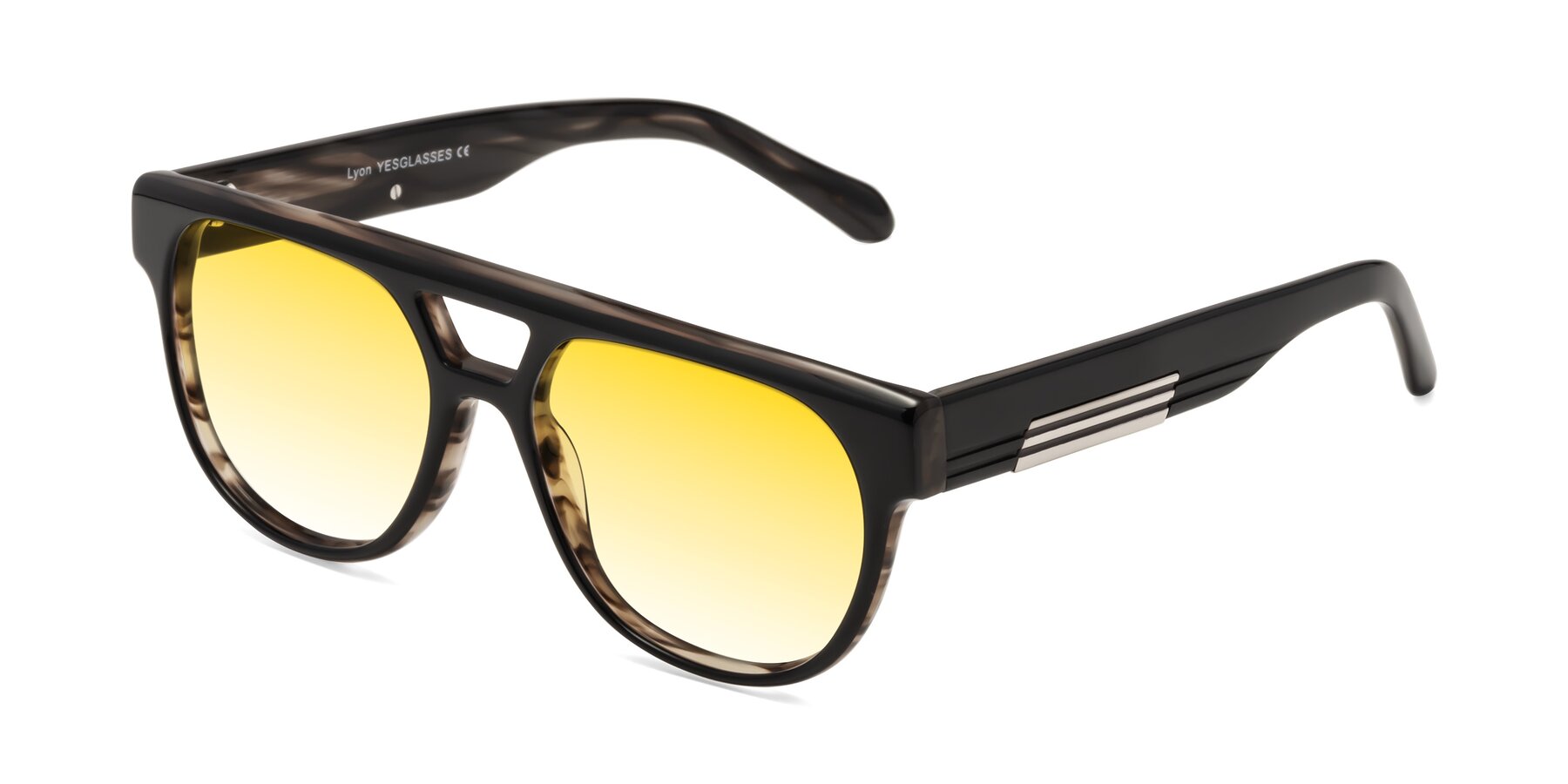 Angle of Lyon in Black-Brown with Yellow Gradient Lenses