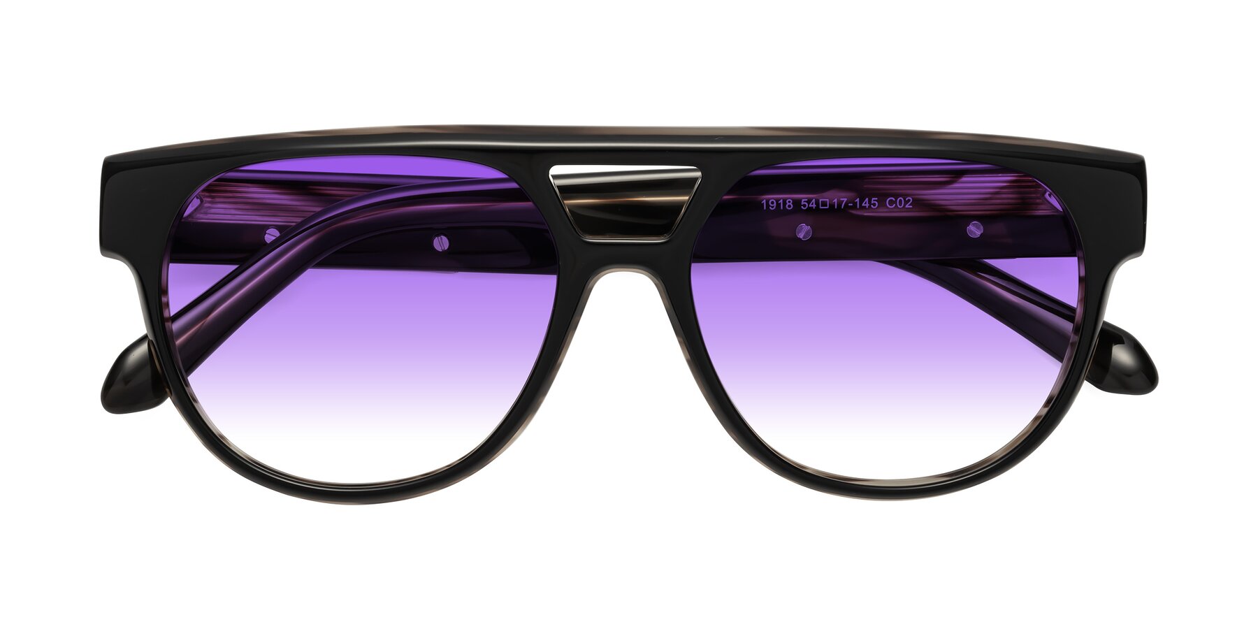 Folded Front of Lyon in Black-Brown with Purple Gradient Lenses