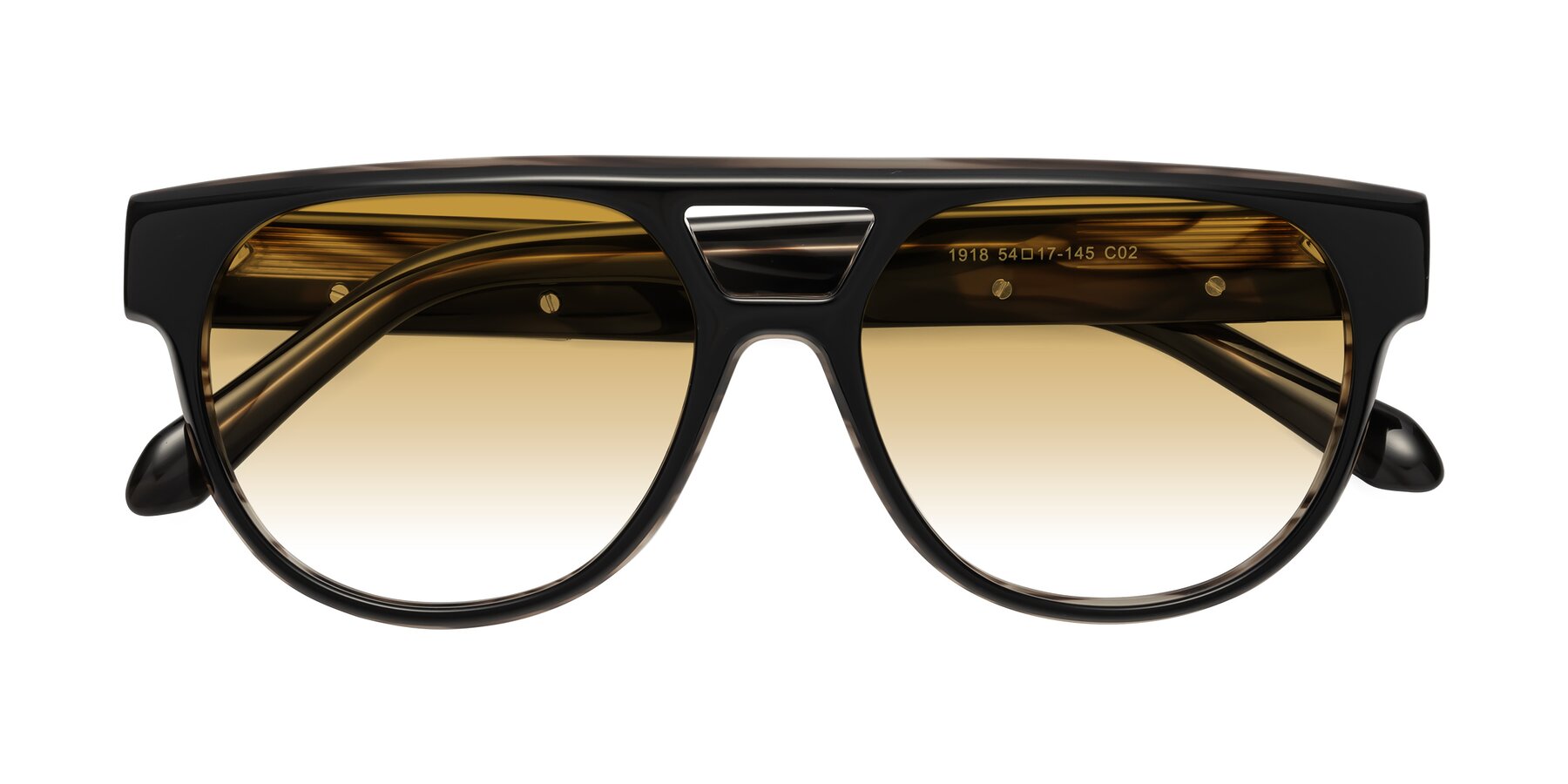 Folded Front of Lyon in Black-Brown with Champagne Gradient Lenses
