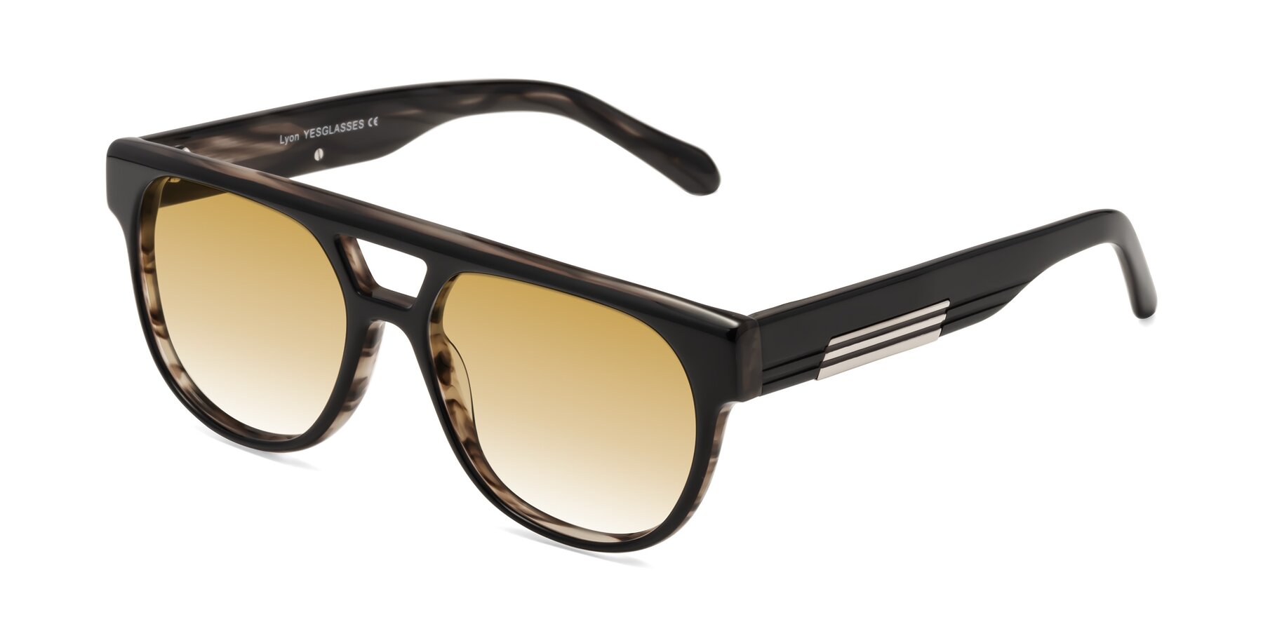 Angle of Lyon in Black-Brown with Champagne Gradient Lenses