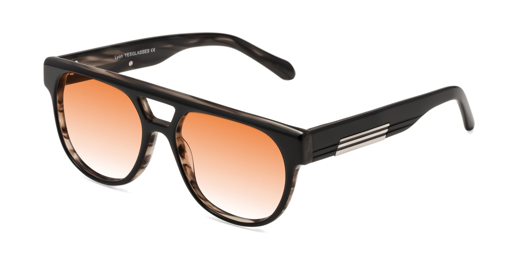 Angle of Lyon in Black-Brown with Orange Gradient Lenses