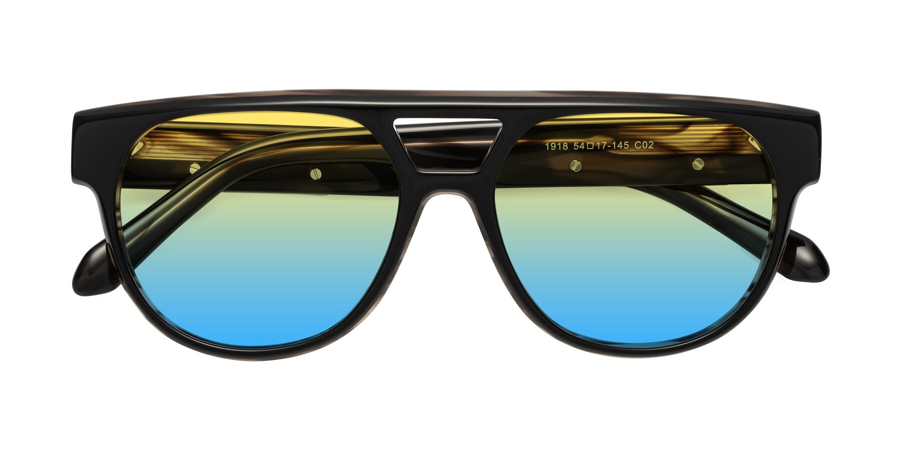Folded Front of Lyon in Black-Brown with Yellow / Blue Gradient Lenses