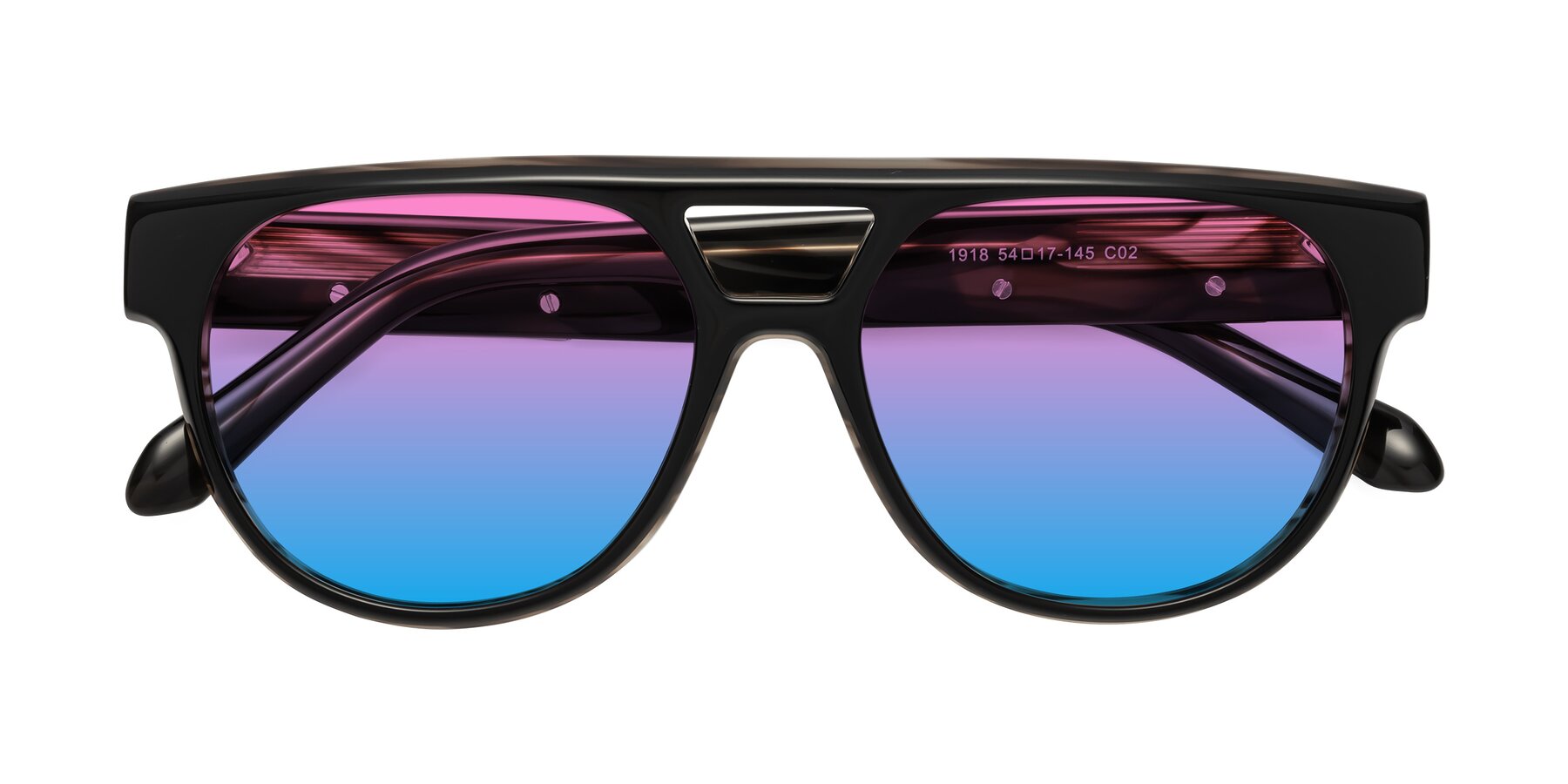 Folded Front of Lyon in Black-Brown with Pink / Blue Gradient Lenses