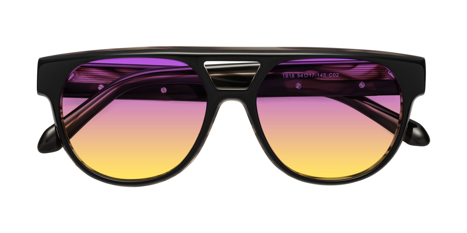 Folded Front of Lyon in Black-Brown with Purple / Yellow Gradient Lenses