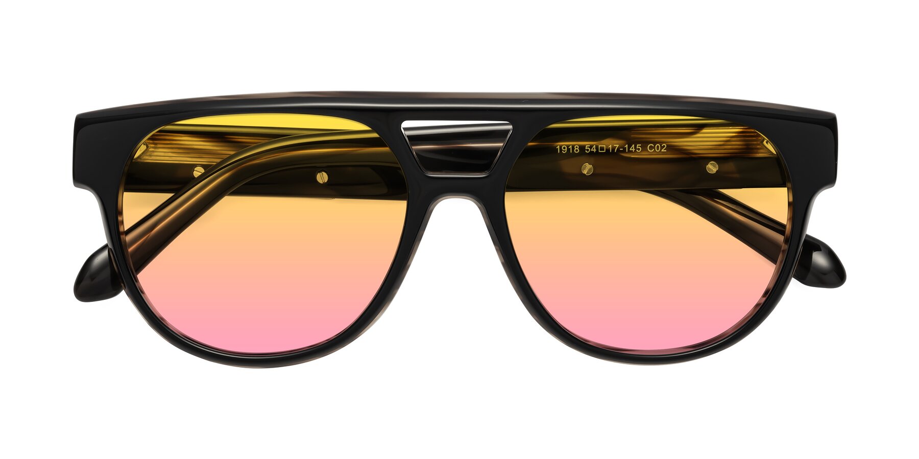 Folded Front of Lyon in Black-Brown with Yellow / Pink Gradient Lenses