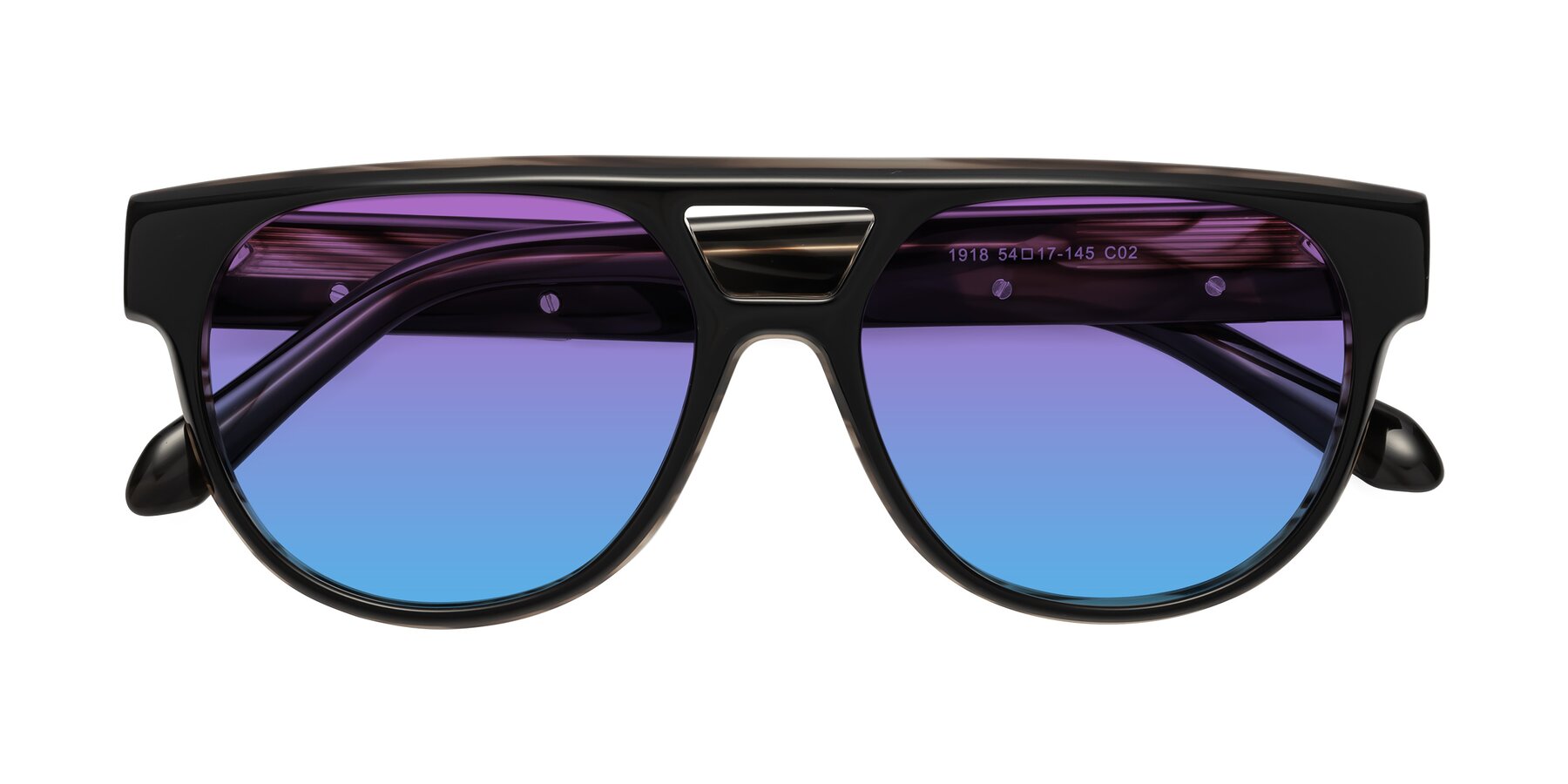 Folded Front of Lyon in Black-Brown with Purple / Blue Gradient Lenses