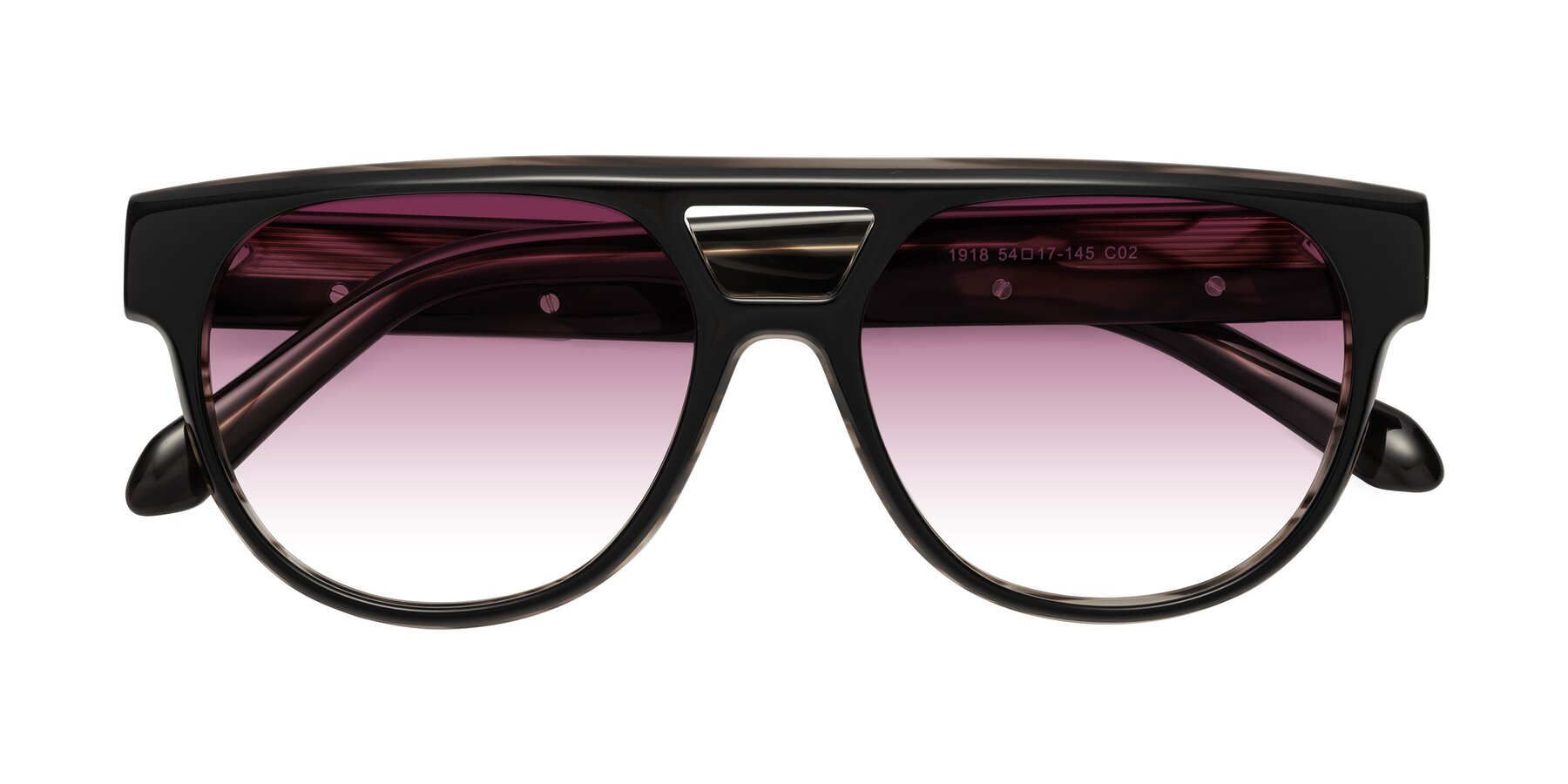 Folded Front of Lyon in Black-Brown with Wine Gradient Lenses