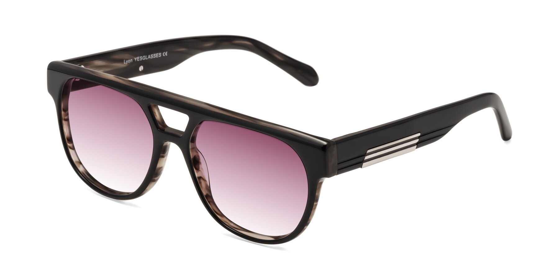 Angle of Lyon in Black-Brown with Wine Gradient Lenses