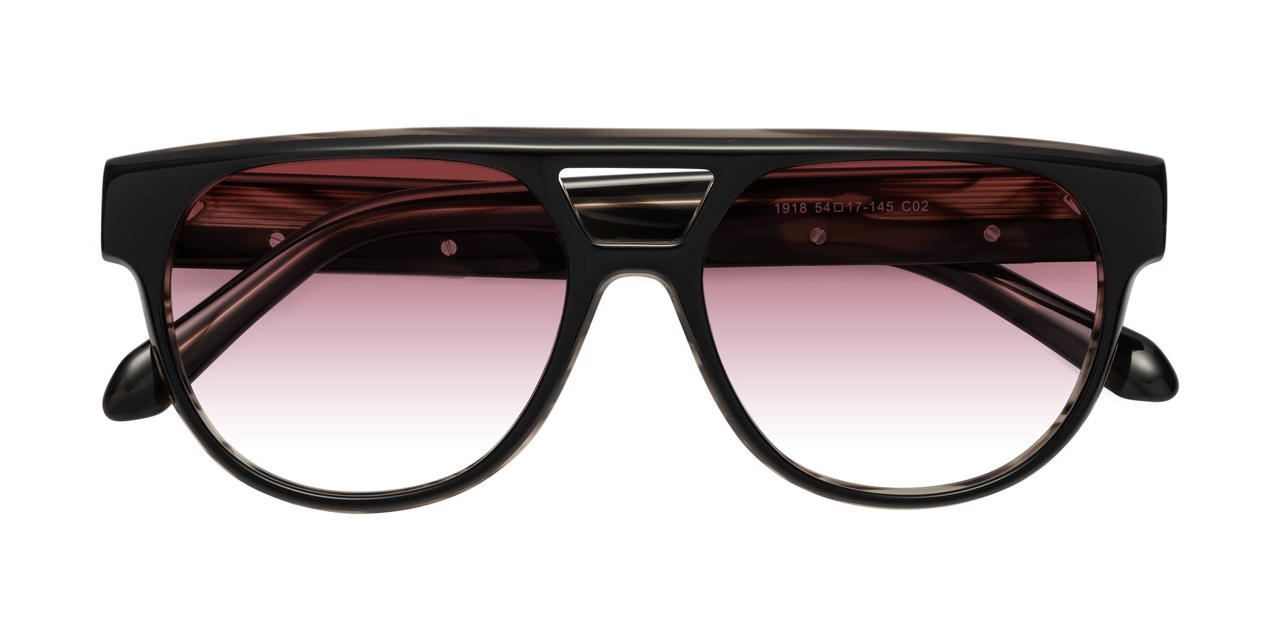 Folded Front of Lyon in Black-Brown with Garnet Gradient Lenses