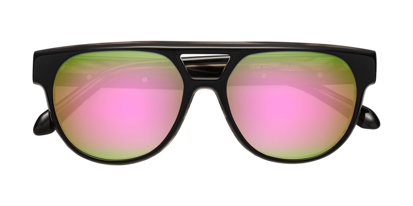 Lyon - Black/Brown Flash Mirrored Sunglasses