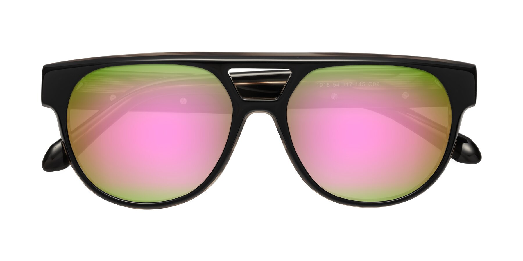 Folded Front of Lyon in Black-Brown with Pink Mirrored Lenses