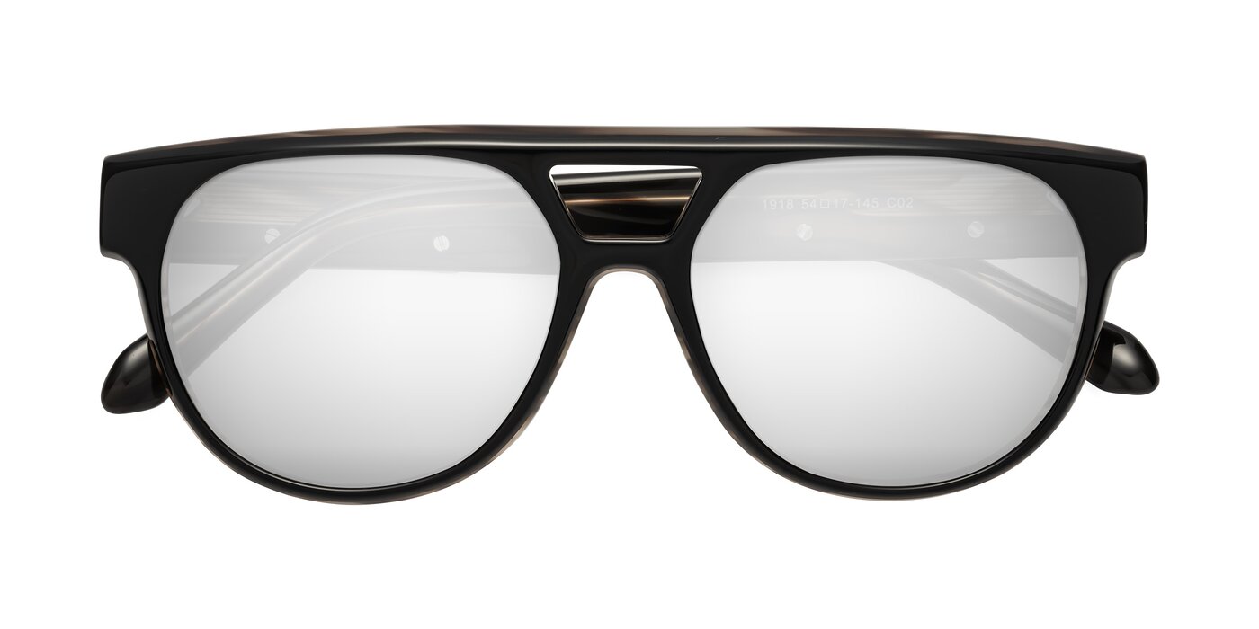 Lyon - Black/Brown Flash Mirrored Sunglasses