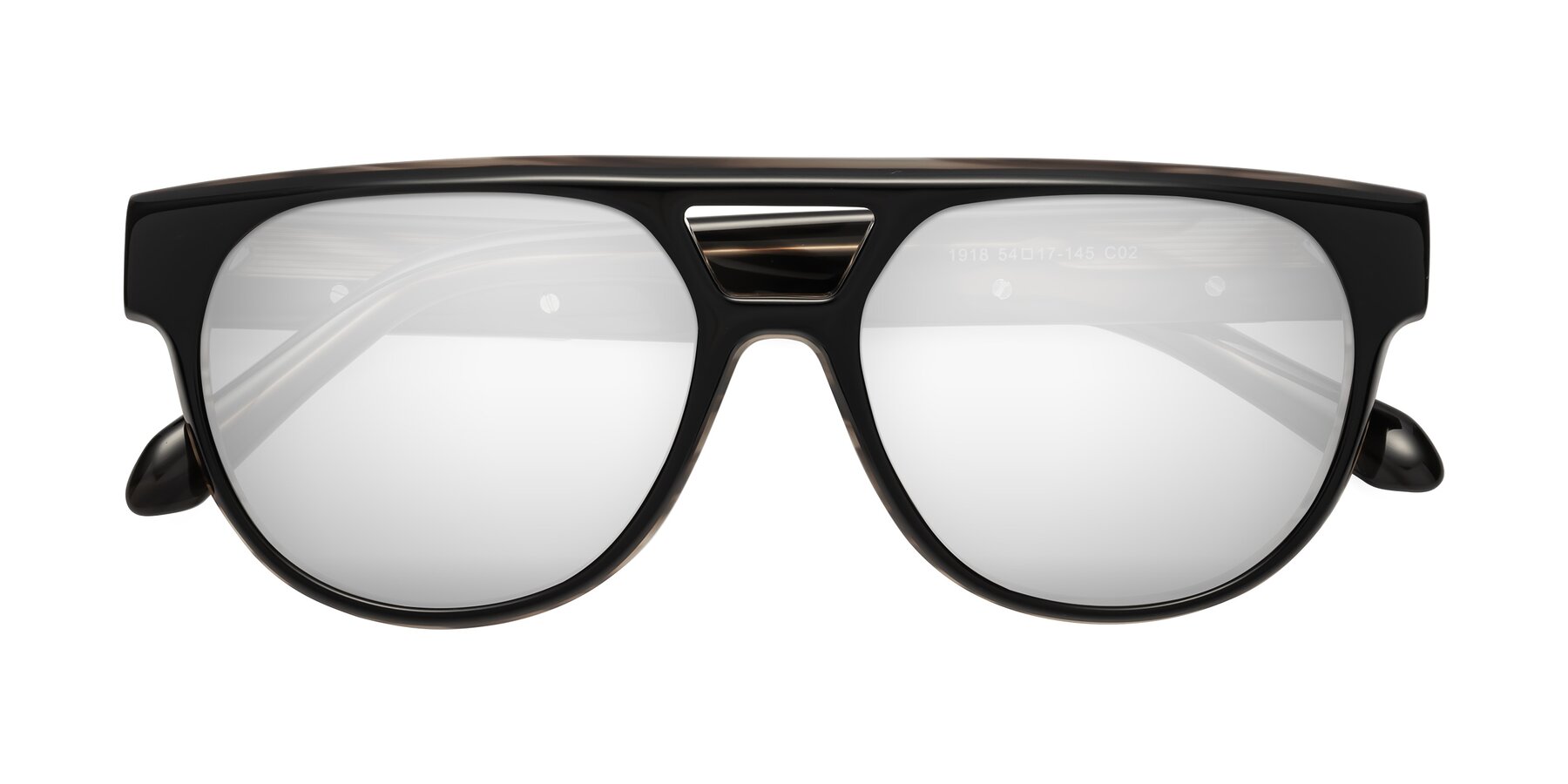 Folded Front of Lyon in Black-Brown with Silver Mirrored Lenses