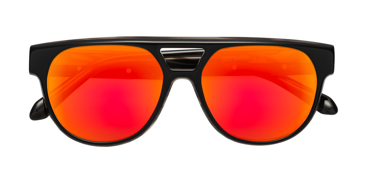 Lyon - Black/Brown Flash Mirrored Sunglasses