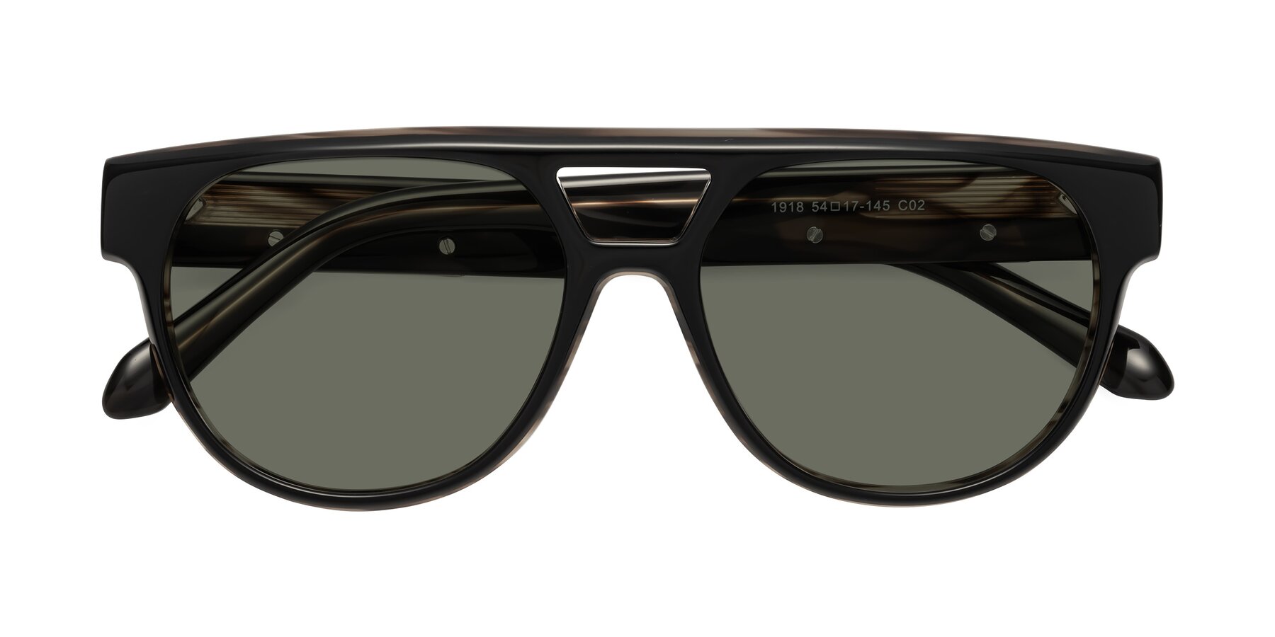 Folded Front of Lyon in Black-Brown with Gray Polarized Lenses