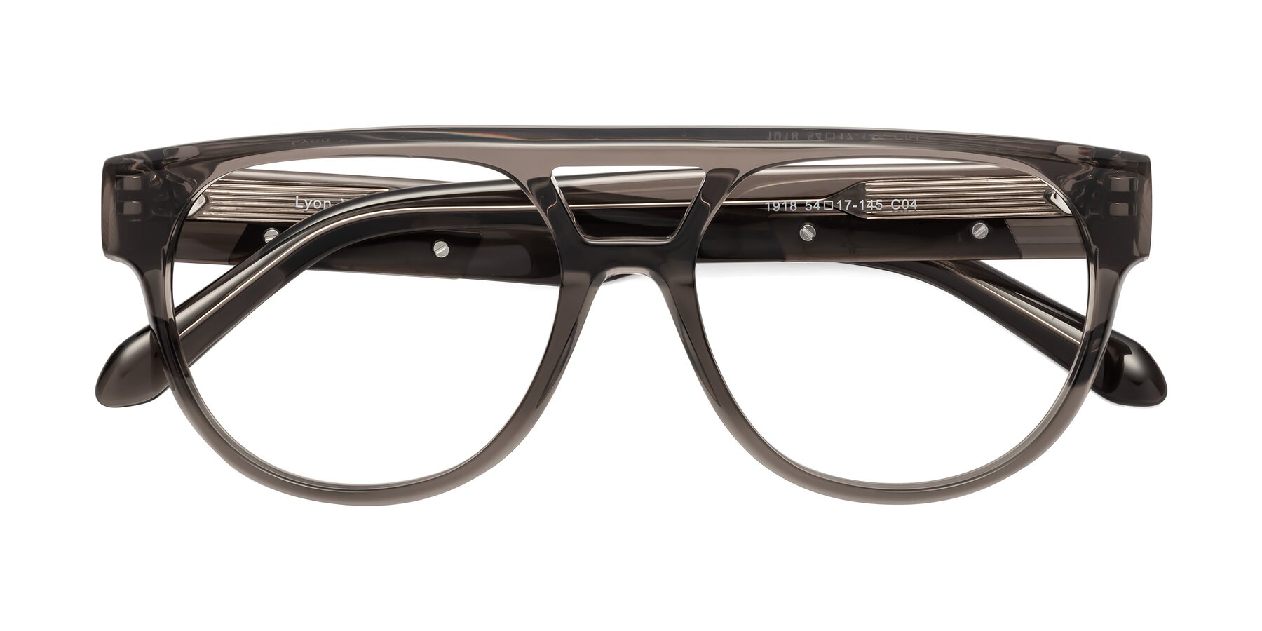 Folded Front of Lyon in Charcoal Gray with Clear Eyeglass Lenses