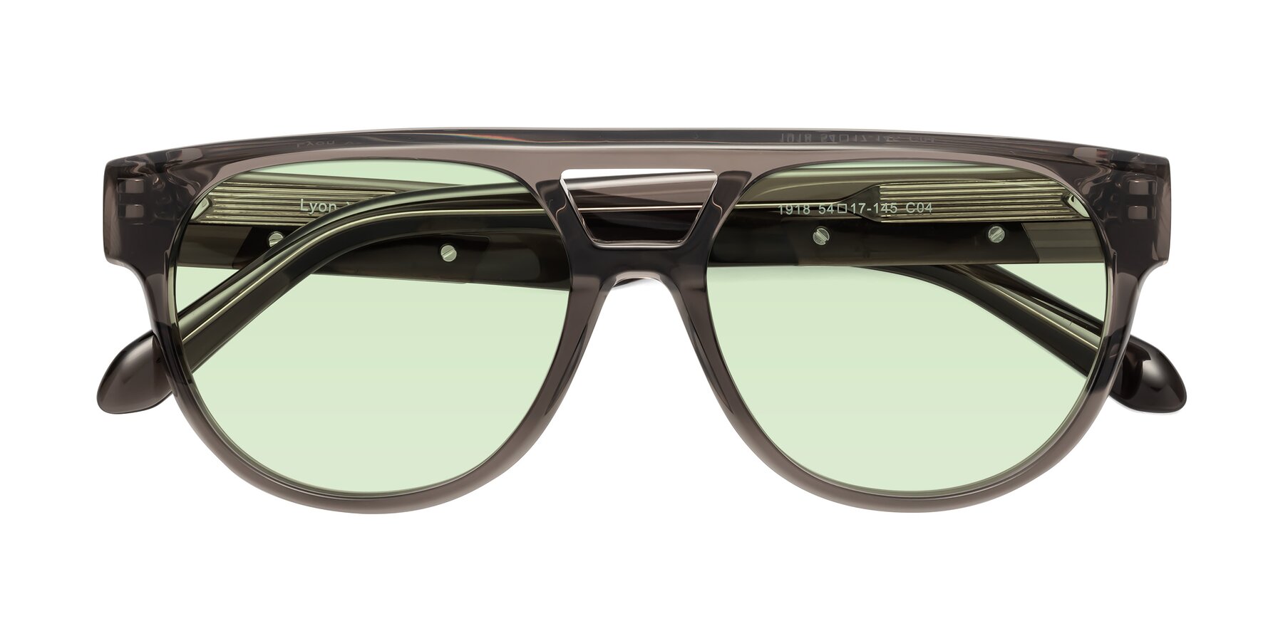 Folded Front of Lyon in Charcoal Gray with Light Green Tinted Lenses