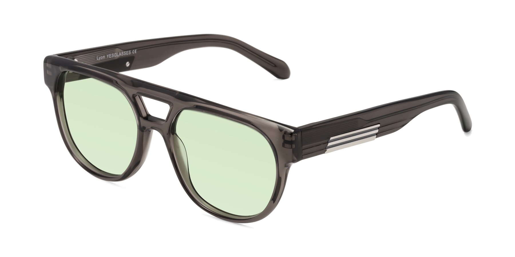 Angle of Lyon in Charcoal Gray with Light Green Tinted Lenses