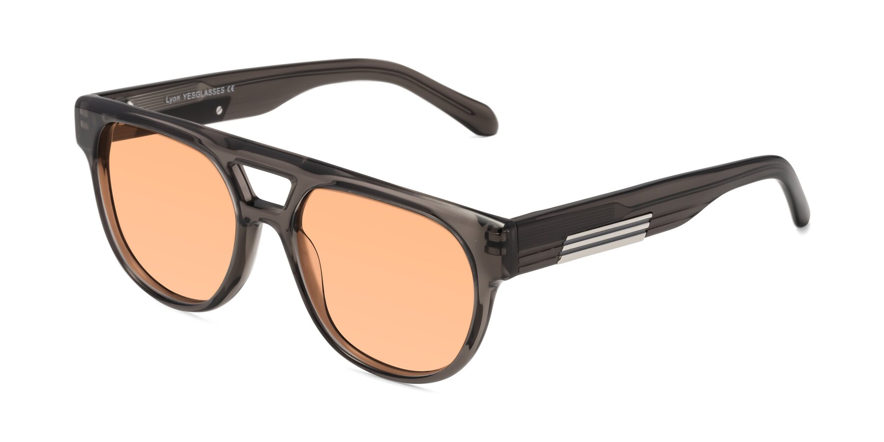 Angle of Lyon in Charcoal Gray with Light Orange Tinted Lenses
