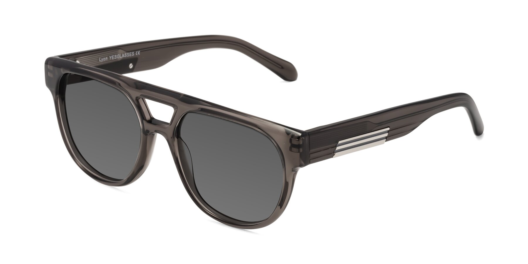 Angle of Lyon in Charcoal Gray with Medium Gray Tinted Lenses
