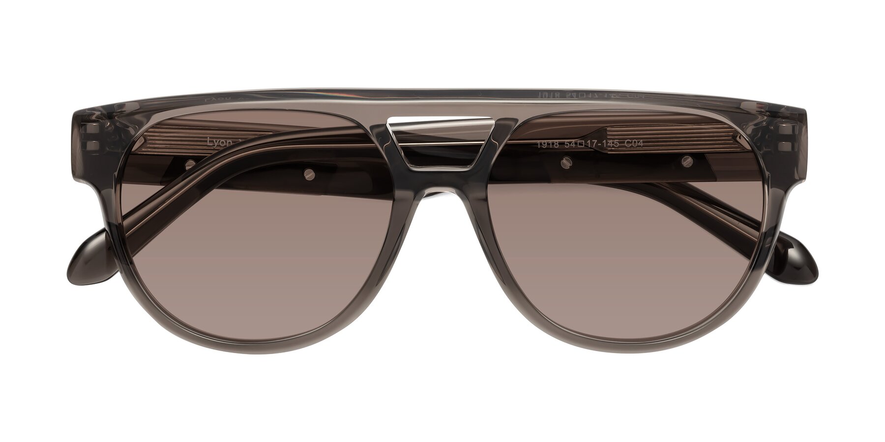 Folded Front of Lyon in Charcoal Gray with Medium Brown Tinted Lenses
