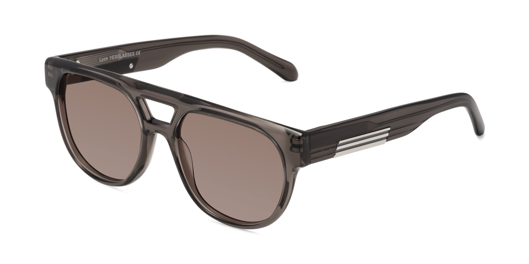 Angle of Lyon in Charcoal Gray with Medium Brown Tinted Lenses