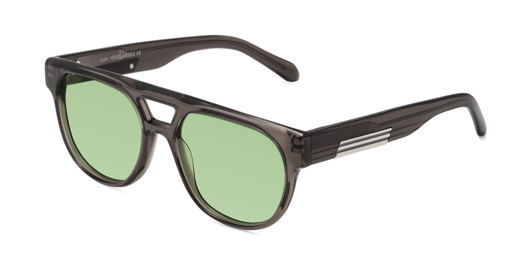 Angle of Lyon in Charcoal Gray with Medium Green Tinted Lenses