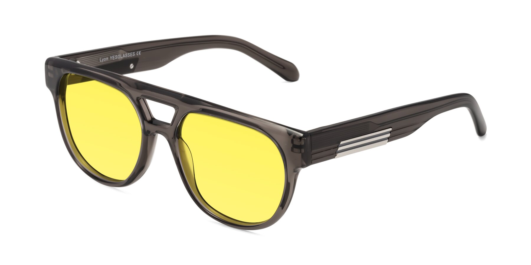Angle of Lyon in Charcoal Gray with Medium Yellow Tinted Lenses