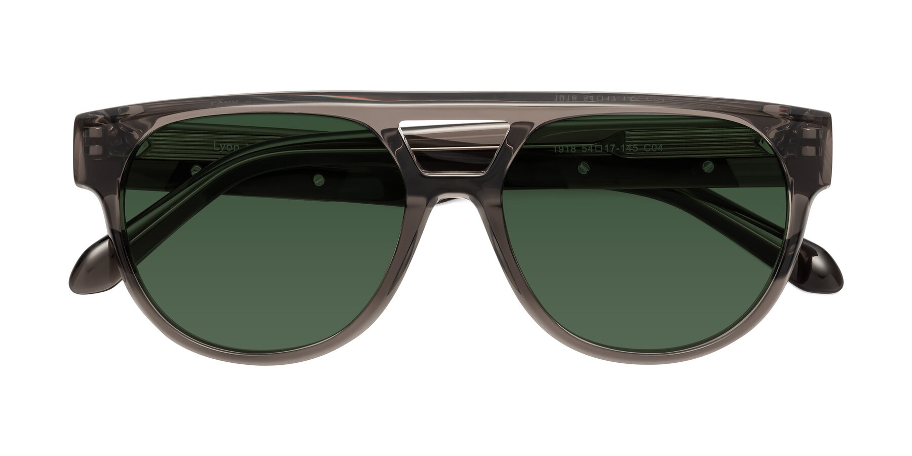 Folded Front of Lyon in Charcoal Gray with Green Tinted Lenses